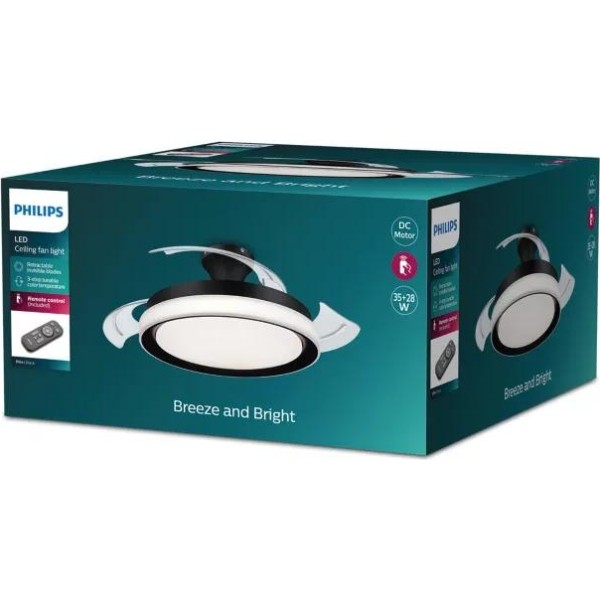 Philips ventilador techo luz bliss dc 28w negro
